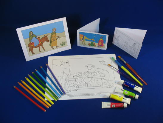 Colouring Christmas Pictures and Cards display