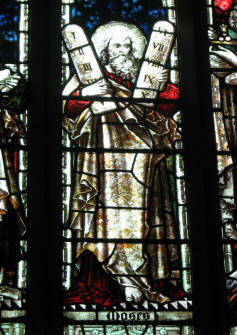 Moses - Ten Commandments - stained glass Christ Church Chislehurst Kent