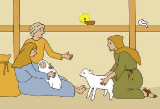 Christmas Story colouring card - birth