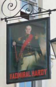 Greenwich - portrait of Vice-Admiral Sir Thomas Hardy on pub sign