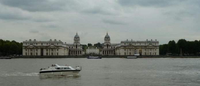 Greenwich - View of Old Royal Naval College from north side of Thames
