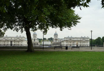 View from Island Gardens over river to Old Royal Naval College