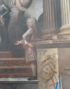 Greenwich - Old Royal Naval College - Painted Hall - self-portrait of Sir James Thornhill